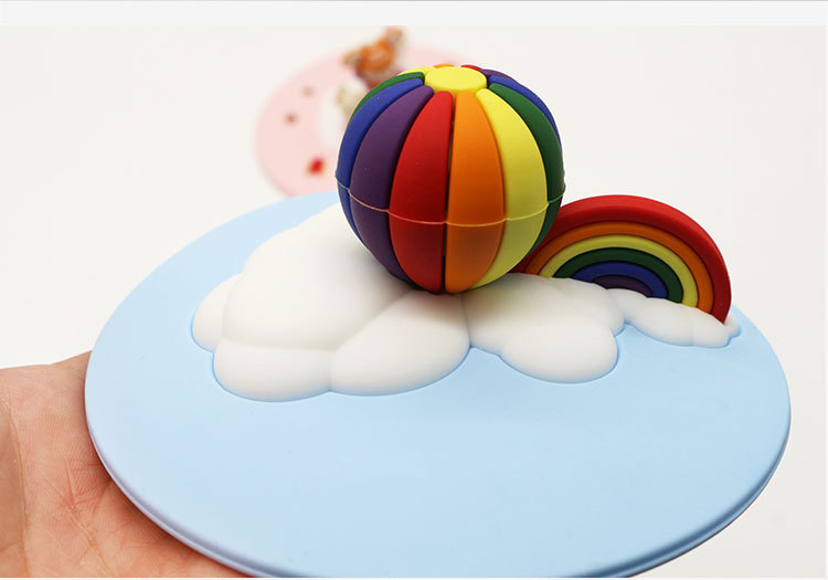 Customizable silicone cartoon creative three-dimensional figurine cup lid, dust-proof and leak-proof, cute round universal mug and tea cup pic 20