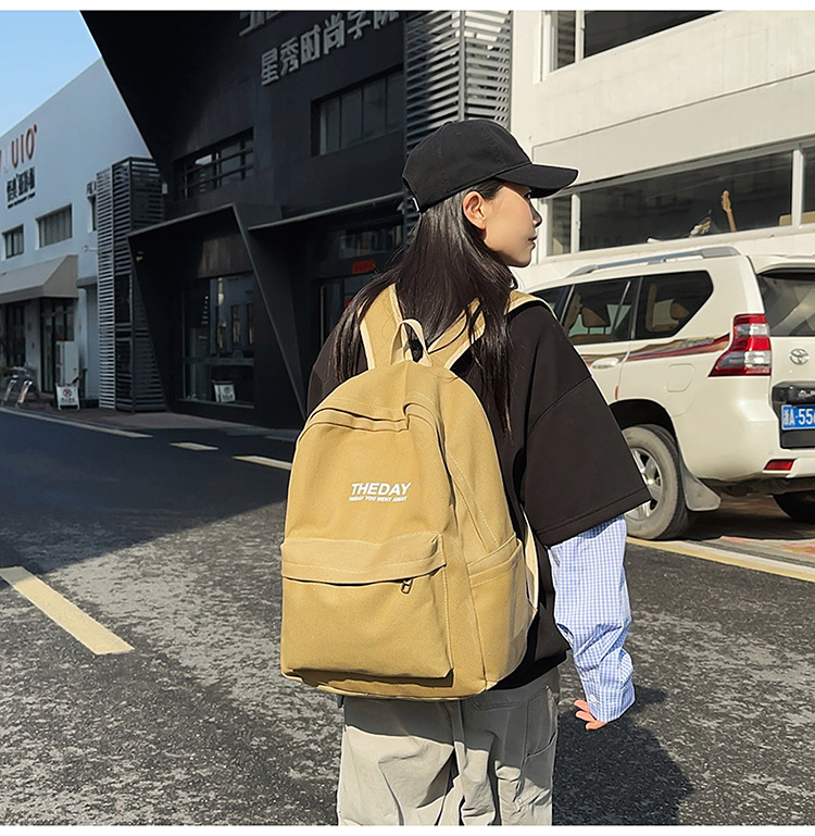跨境港风双肩包男士大容量休闲韩版帆布大学生高中书包女潮流背包详情9