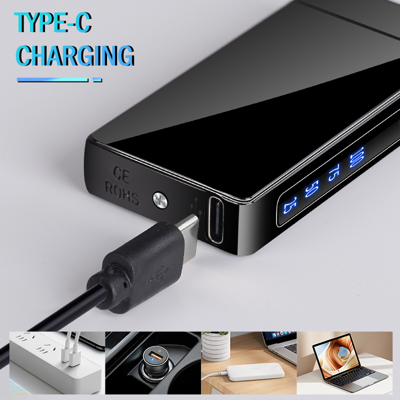 Factory personalized intelligent induction ignition charging lighter, arc pulse cigarette lighter, advertising LOGO, cross-border e-commerce pic 3
