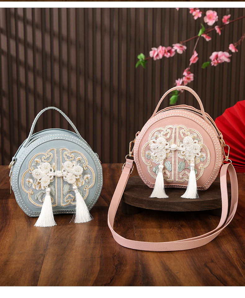 Chinese-style handcrafted diy embroidered bag, new Chinese-style versatile small round bag, material bag, crossbody bag, single-shoulder handbag for women pic 12