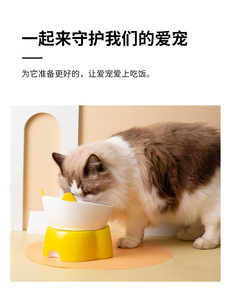 Japanese-style ceramic cat bowl, anti-tipping, cervical vertebrae protection, high slanted mouth, large cat food bowl, rice bowl, pet bowl, dog bowl pic 10