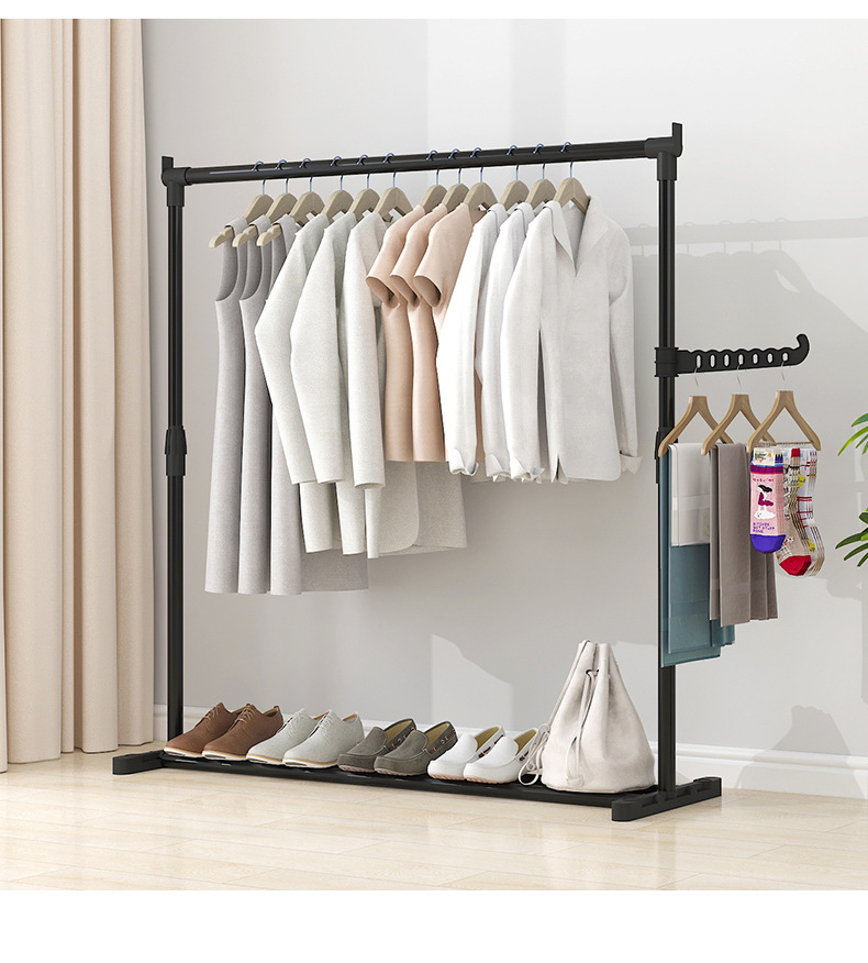 The clothes drying rack is a portable, simple double-pole indoor balcony hanging rack, a floor-standing telescopic and foldable clothes drying rack pic 16