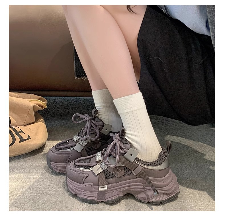 网面老爹鞋女厚底松糕2025年春季新款百搭爆款小个子增高休闲女鞋详情5