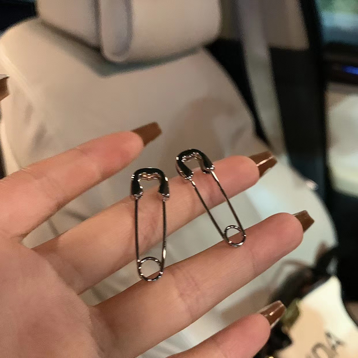 s925 silver mini pins for both men and women, creating a sweet and cool earring effect with a paperclip stud that pierces through the ears pic 2