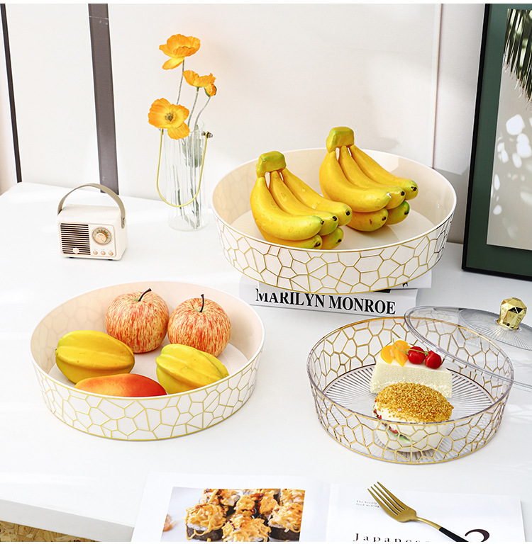 2024新款带盖水果盘家用客厅茶几零食收纳盒塑料PET加厚防尘餐盘详情16