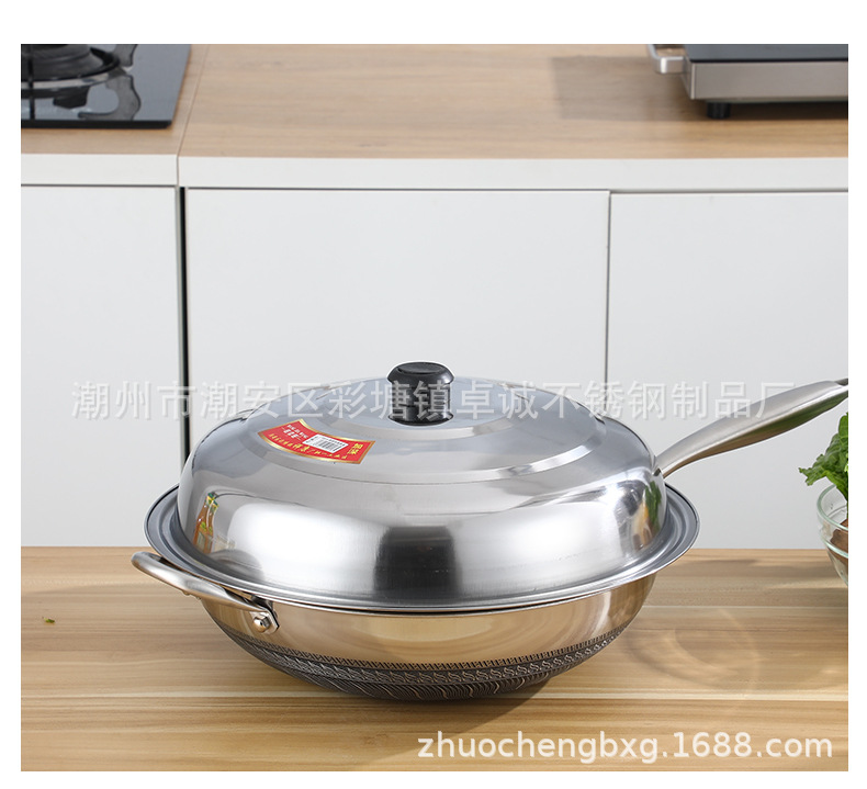 Thickened stainless steel pot LIDS are shockproof and durable. Wholesale of wok and steamer LIDS with top beads for both household and commercial use pic 12