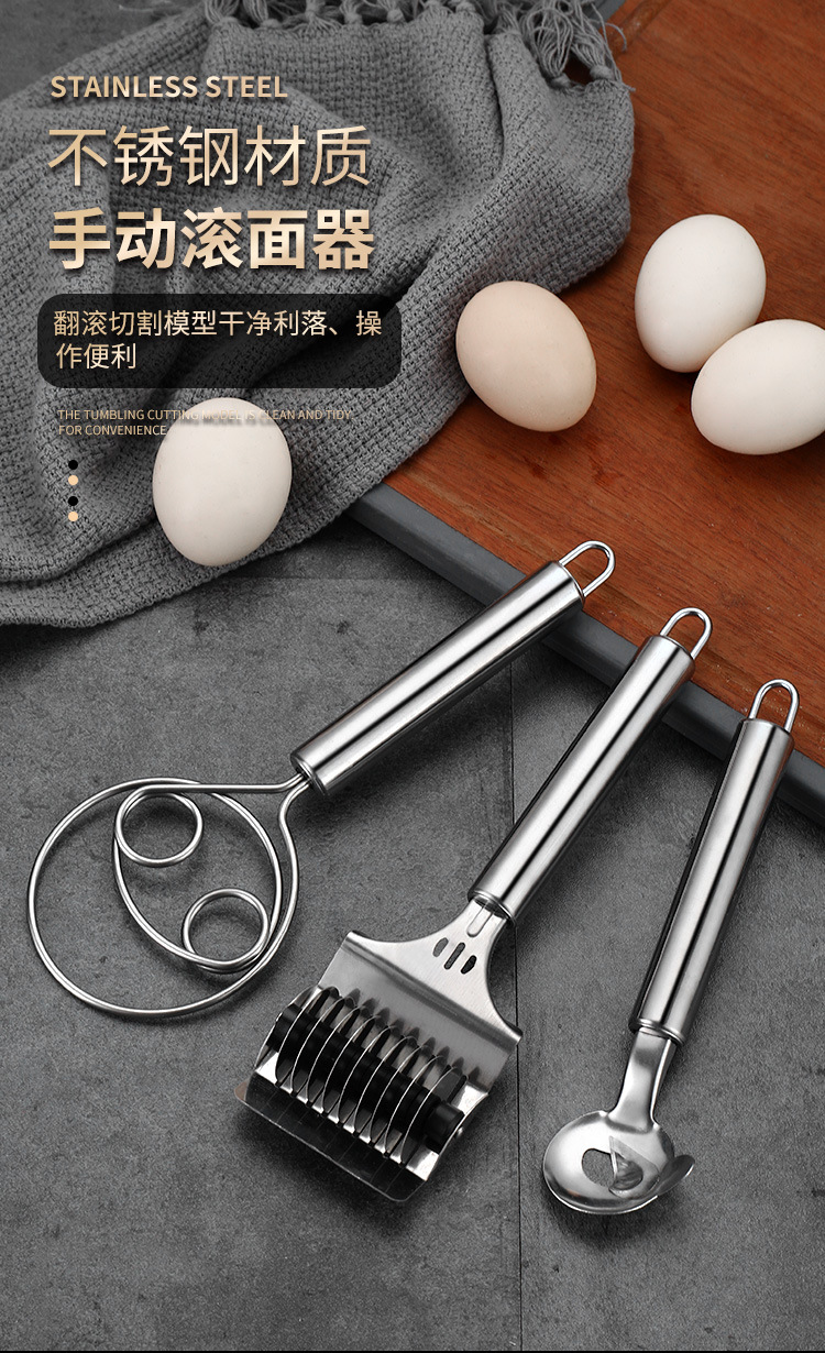 Factory direct sales of household stainless steel manual noodle cutter, flour mixer, kitchen small tool, stainless steel, manual and labor-saving pic 1