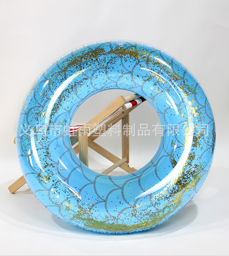 虹雨新品成人充气游泳圈透明亮片鱼纹游泳圈PVC救生圈腋下圈批发详情9