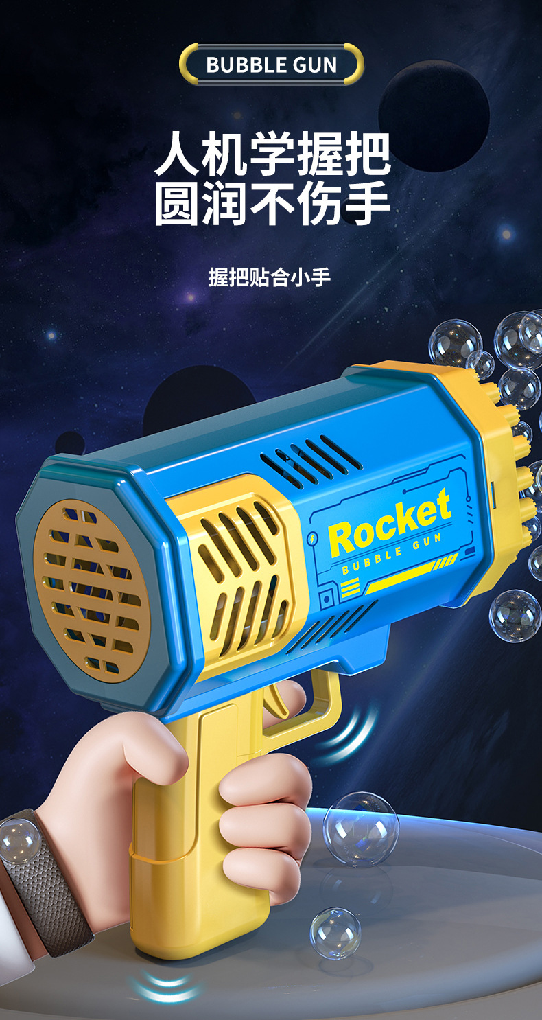 Cross-border bestseller: 40-hole bubble gun, Gatling mini version, Space Light version, outdoor toy rocket launcher bubble machine pic 39