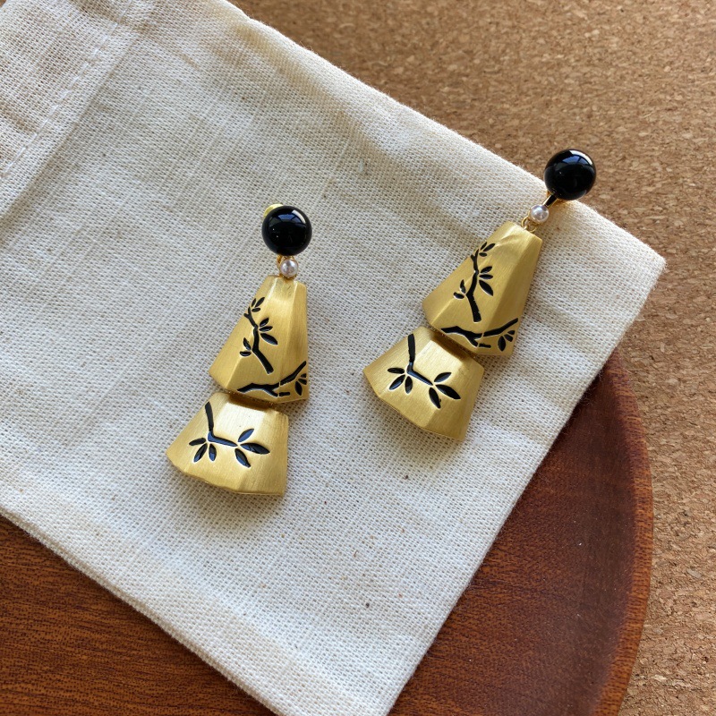 新中式折枝风铃耳环女小众设计二十四节宫廷风高级感气质耳钉耳饰详情4