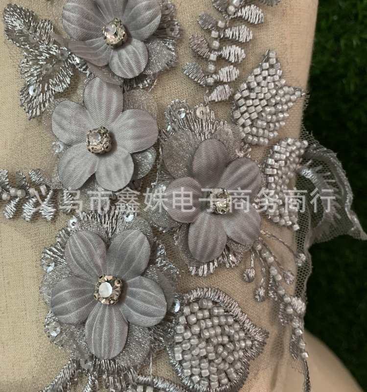 批发立体刺绣小花管珠对花 服饰贴花详情10