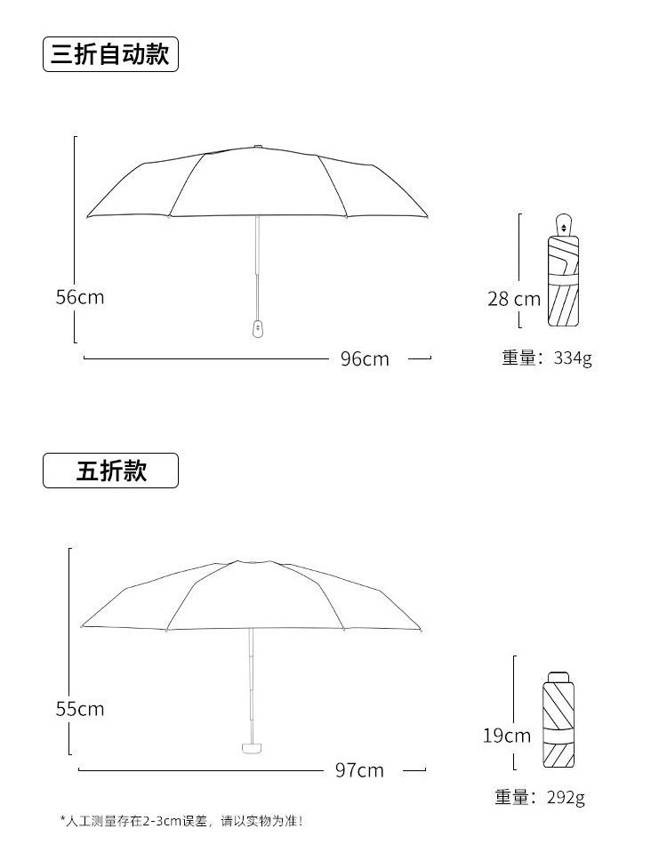 Original digital printing black vinyl automatic umbrella, three-fold sun protection and shade umbrella, new Japanese and Korean style fresh and light sun umbrella pic 16