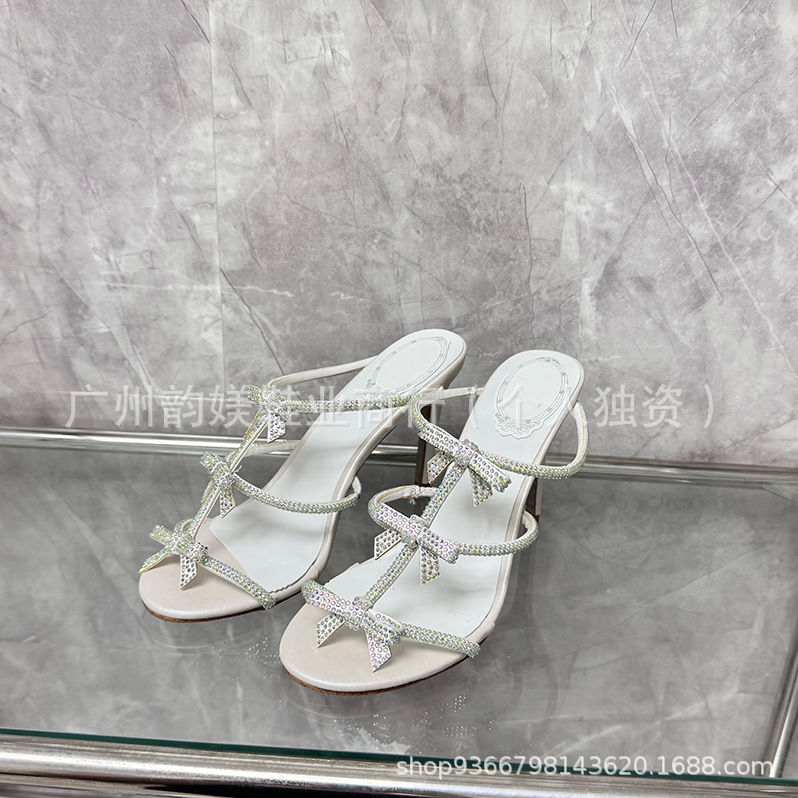 正确版现货R蛇环水钻高跟鞋欧美外贸细跟花朵蝴蝶欧美名媛婚鞋女详情38