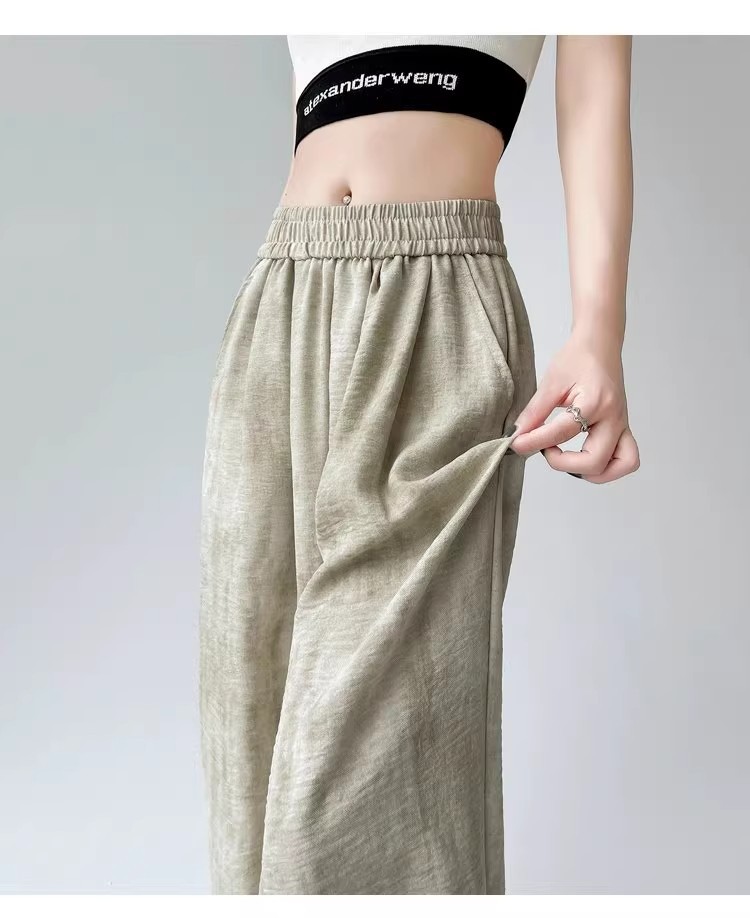 Tie-dyed ice silk cotton linen Chinese-style thin wide-leg pants for women, sun protection, summer drape, loose straight-leg high-waisted Chinese-style Yamamoto pants pic 76