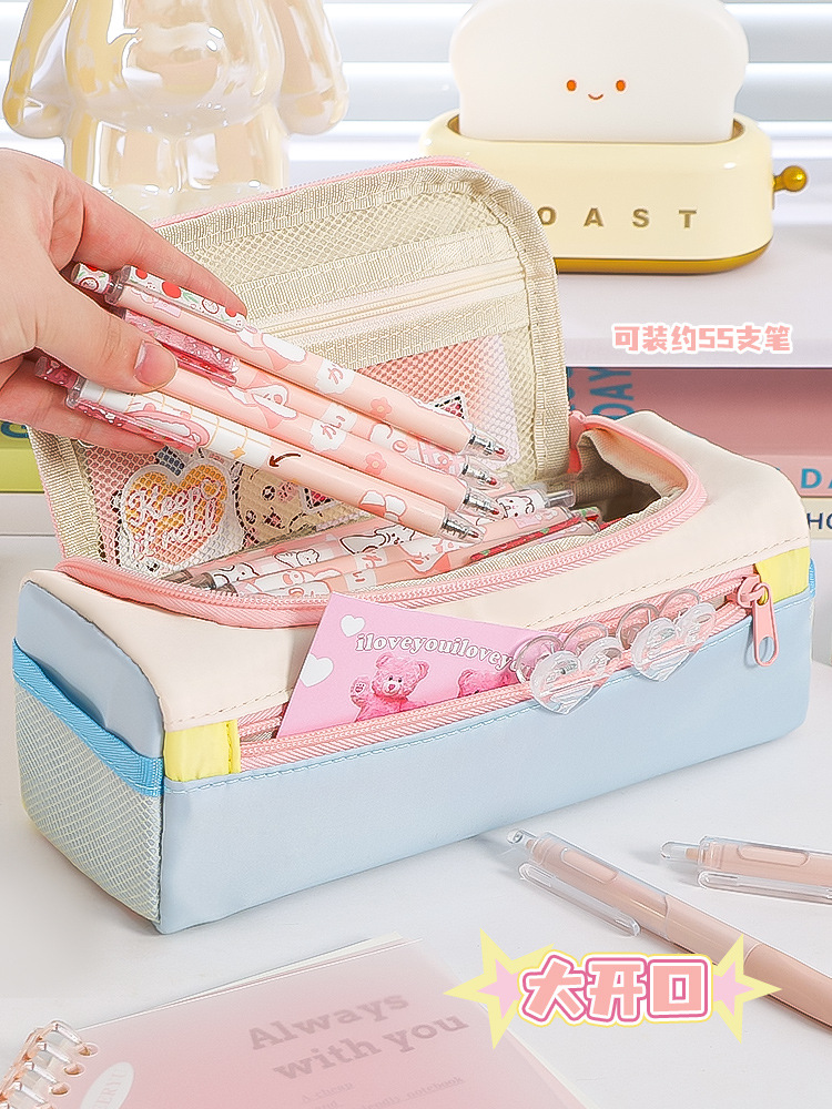 2025新款四方星星笔袋手提多功能文具袋高颜值小众多层文具铅笔盒详情4