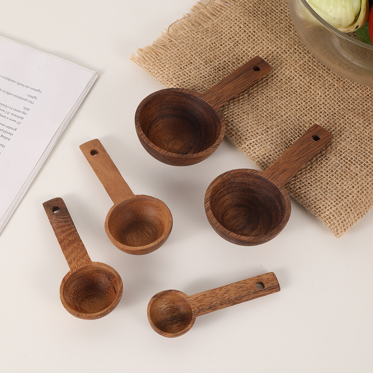 简约木制厨房木勺厨房量勺茶咖啡勺糖香料量勺小木勺短柄奶粉木勺详情3