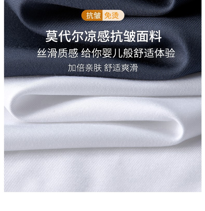Modal Ice Silk shirt for men, short-sleeved, wrinkle-free, cool summer white shirt, high-end, seamless business formal wear pic 3