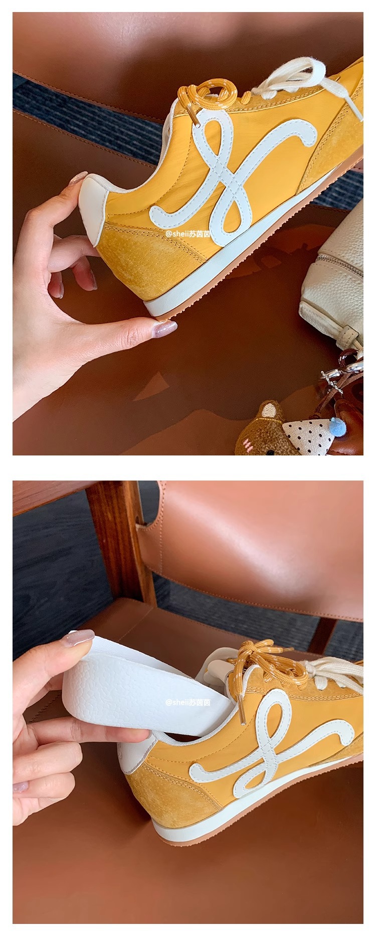 苏茵茵7cm内增高版~复古小歪头鸳鸯鞋带休闲鞋德训鞋女阿甘小白鞋详情16