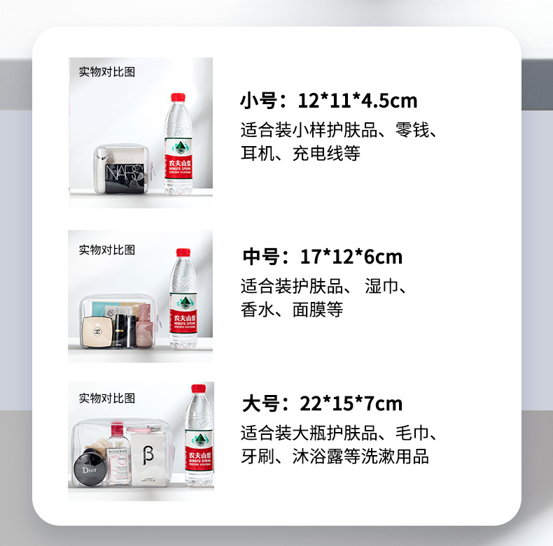 pvc化妆包 高透明防水洗漱拉链包装袋便携旅行多功能大容量收纳包详情8