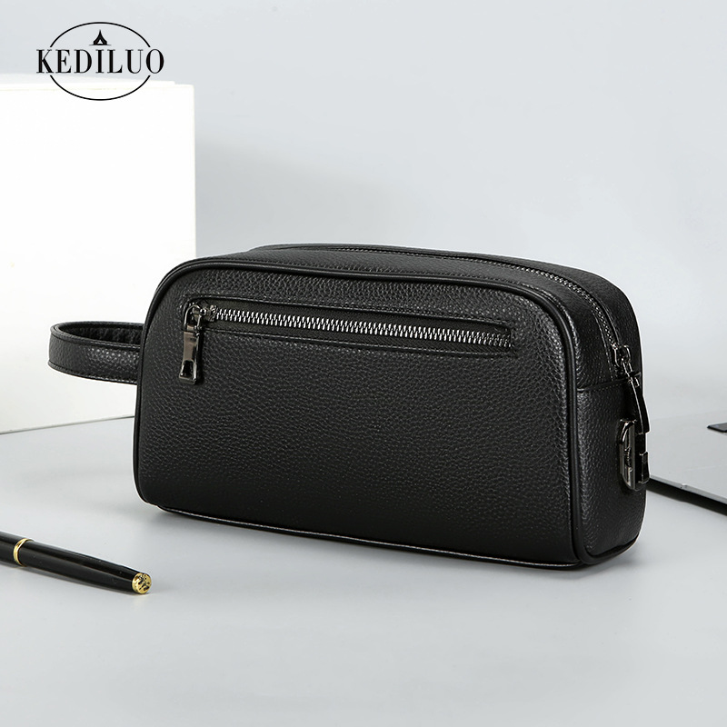 跨境新款男士手拿包密码锁大容量商务休闲手拎包软皮多口袋手包男详情33