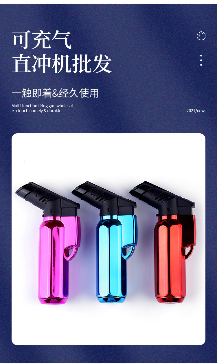 厂家直供金属壳防风打火机充气直冲火点火器点香火机气体焊喷详情3