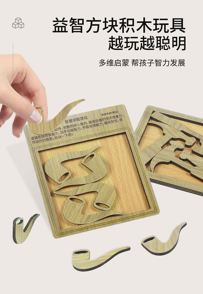 丹妮奇特10级难度烧脑拼图木质异形拼图拼板儿童益智玩具详情2