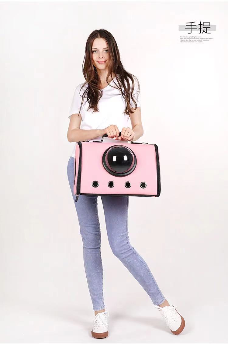 Wholesale of portable pet bags, horizontal cat bags, space capsule large space pet backpacks, PU mobile transparent portable portable bags for going out pic 9