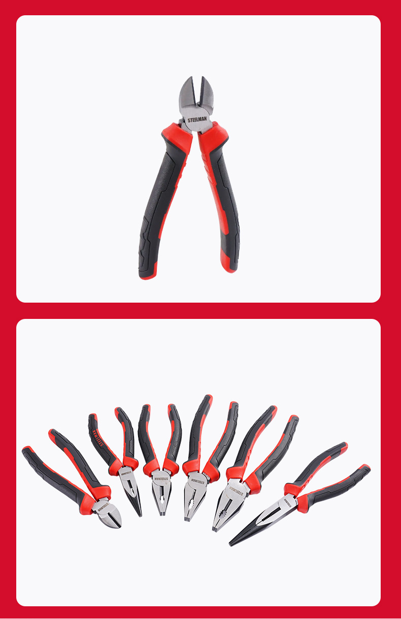 跨境欧式钳尖嘴钳维修必备工具老虎钳耐用防滑持久不易变形钢丝钳详情8