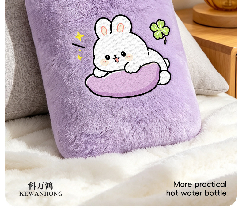 Water-filled hot water bag, cartoon and cute for warming the belly, explosion-proof hot water bag, hot compress hand warmer, skin-friendly rabbit flu-like foot warmer pic 2