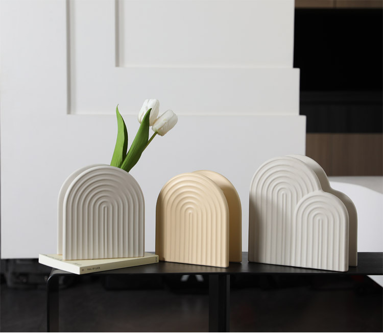 2026 Nordic ceramic arched decorative bookstand, vase, candlestick, scented candle holder, soft decoration pic 9