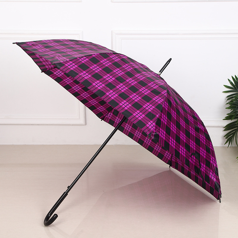 Classic straight-handled checkered umbrellas, business striped long-handled parasols, and curved handle automatic umbrellas are in stock and available for wholesale in large quantities pic 6