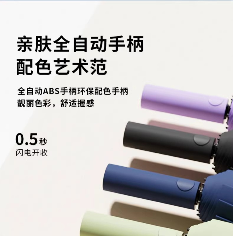 全自动雨伞加大加厚遮阳伞黑胶防晒超大折叠抗风定制批发晴雨伞详情4