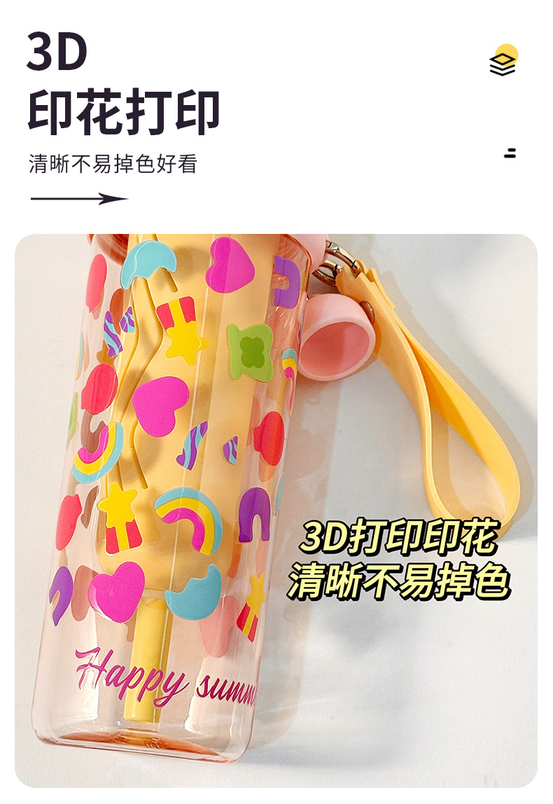 卡通花茶塑料吸管杯水杯女生高颜值ins风学生可爱TRitan塑料水杯详情10