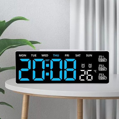 16寸大屏功能显示时钟北欧数字钟表简约客厅挂钟led壁挂钟6626详情16