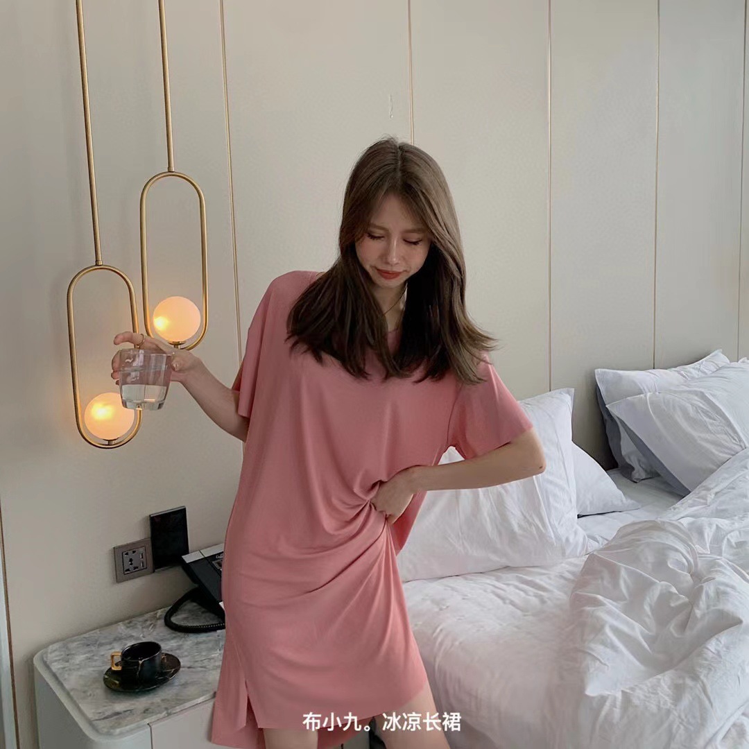冰丝凉凉裙子2023夏季新款时尚女装睡裙气质连衣裙宽松学生中长裙详情20