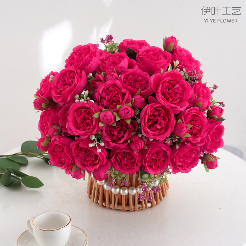 9色 仿真花春色牡丹 芍药玫瑰花家居摆件婚庆手捧花路引桌面装饰详情11