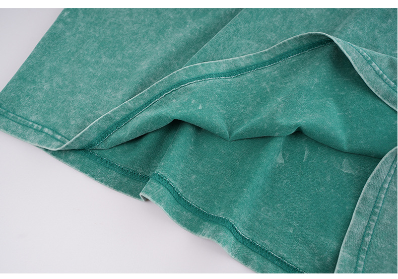 男士T恤230克酸洗炒雪花宽松做旧复古水洗短袖男纯棉t恤落肩欧码详情29