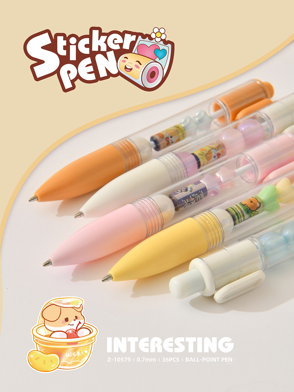 Chenxi Tietile Creative DIY Bead Ballpoint Pen 0.7mm Bullet Tip Press Medium Oil Pen Planner Pen Cartoon Office Writing pic 21