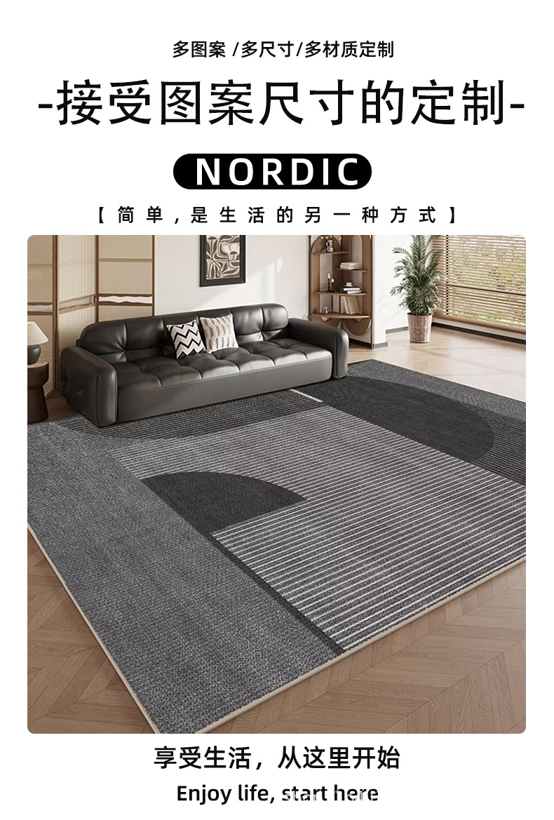 跨境水晶絨客廳地毯Polyester living room carpet客厅地毯地垫详情1