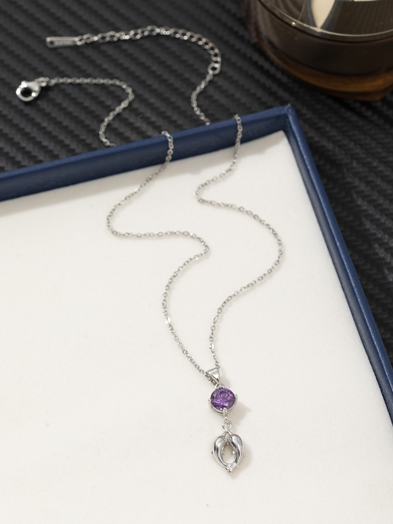 跨境合金锆石爱心花朵海豚简约百搭高级感吊坠项链锁骨链女批发潮详情14