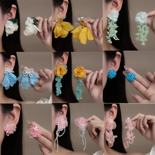 玫瑰刘亦菲同款耳环小香风菱格耳圈轻奢高级感爆款羽毛麦穗耳饰女详情37