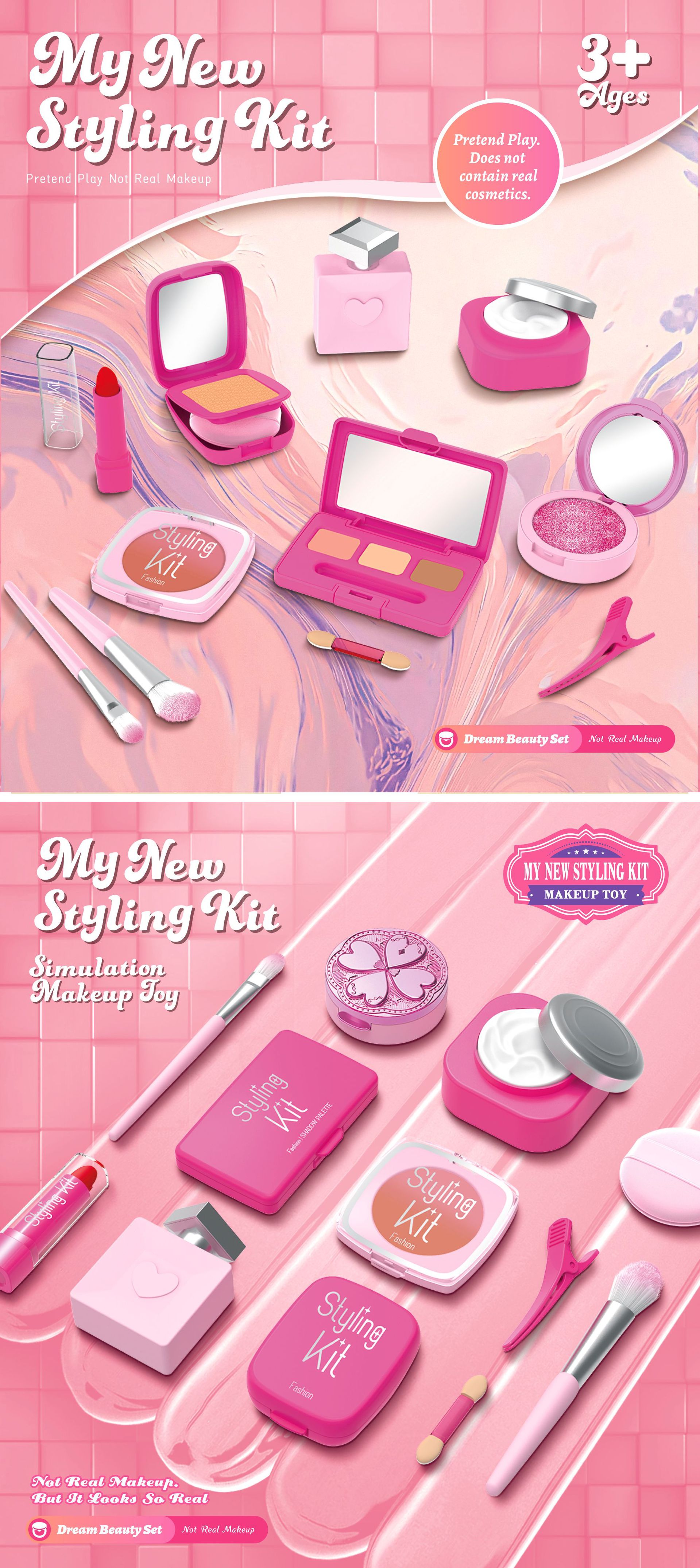 严选跨境新品儿童过家家仿真化妆玩具女孩彩妆套装不可涂抹亚马逊详情1