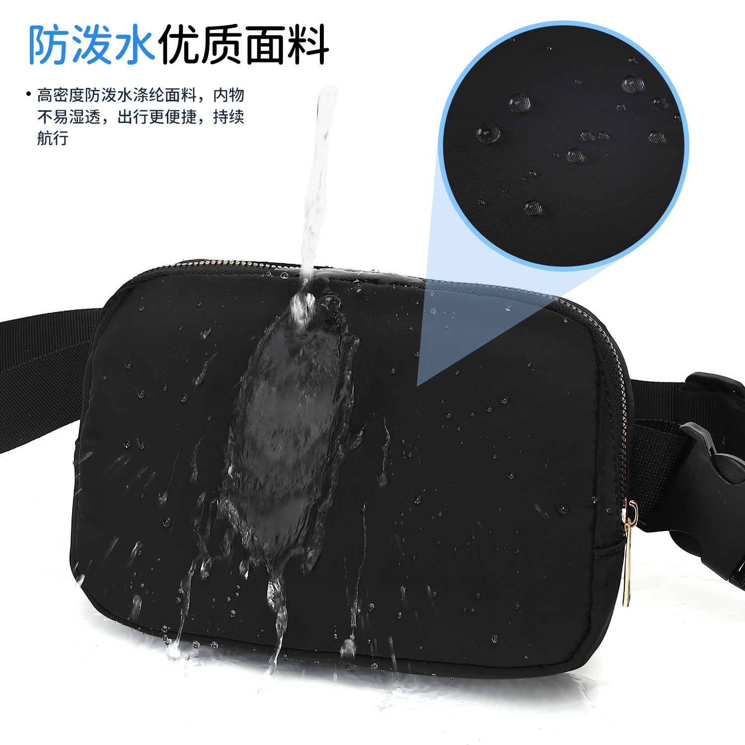 亚马逊跨境lululemon腰包原厂标logo同款斜挎包尼龙防水露露胸包详情8