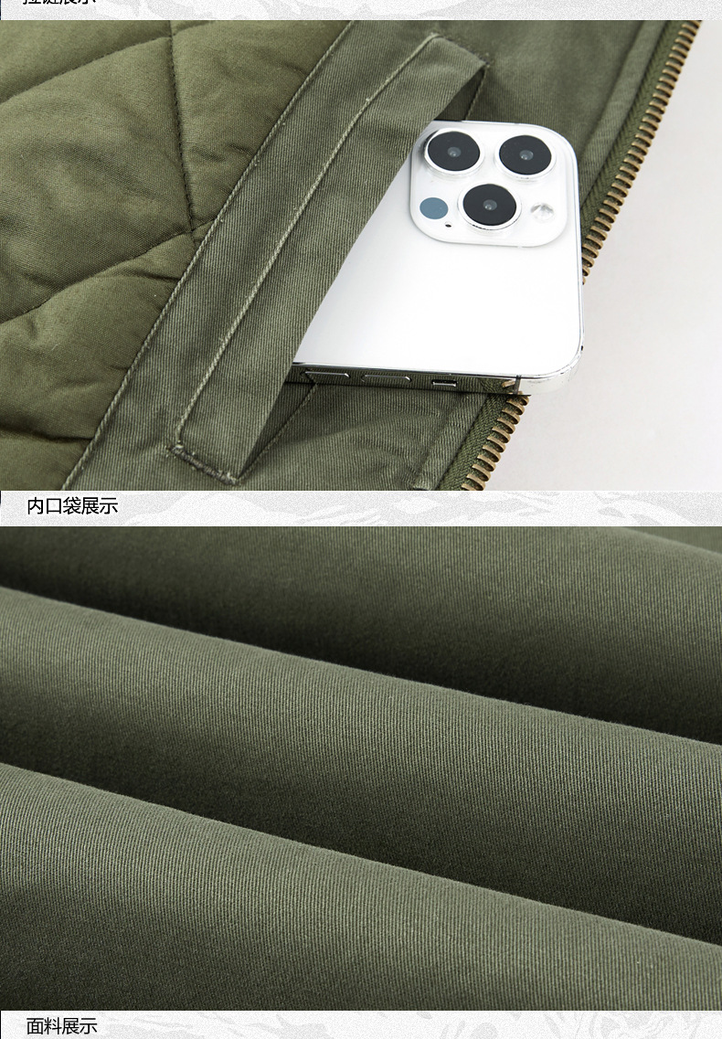 2024春秋新款飞行夹克棉衣男款V领青年上衣工装外套男春秋款棉服详情16