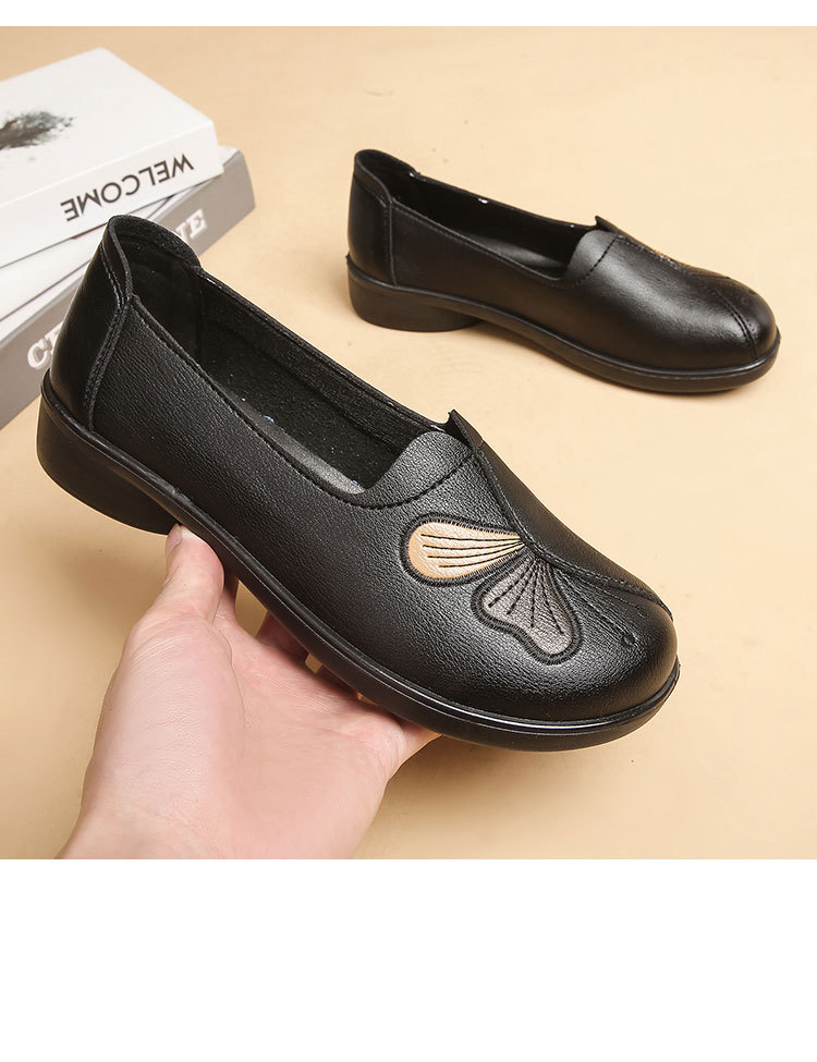 秋季新款妈妈鞋春秋款真皮中老年平底妈妈单鞋老人防滑软底皮鞋详情24