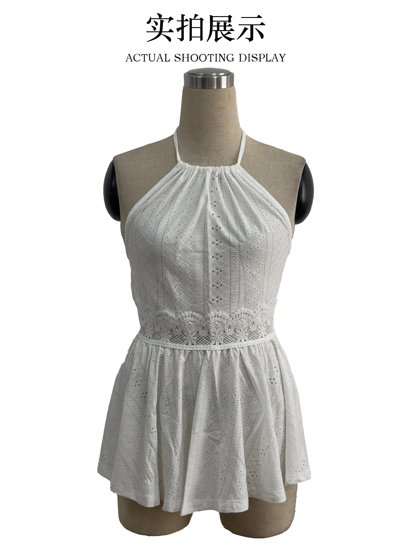 A new elegant solid-color halter lace-trimmed vest T-shirt for women with a slimming and form-fitting look from Europe and America in 2025 pic 2