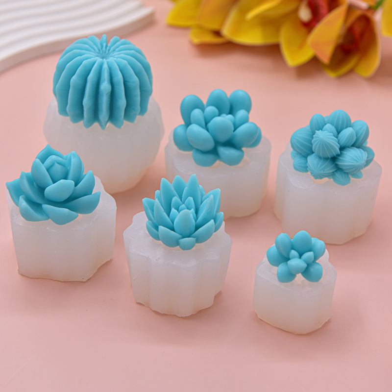 Choukai succulent plant silicone mold diy Chocolate mousse Cake decoration Scented gypsum candle drip glue mold pic 7