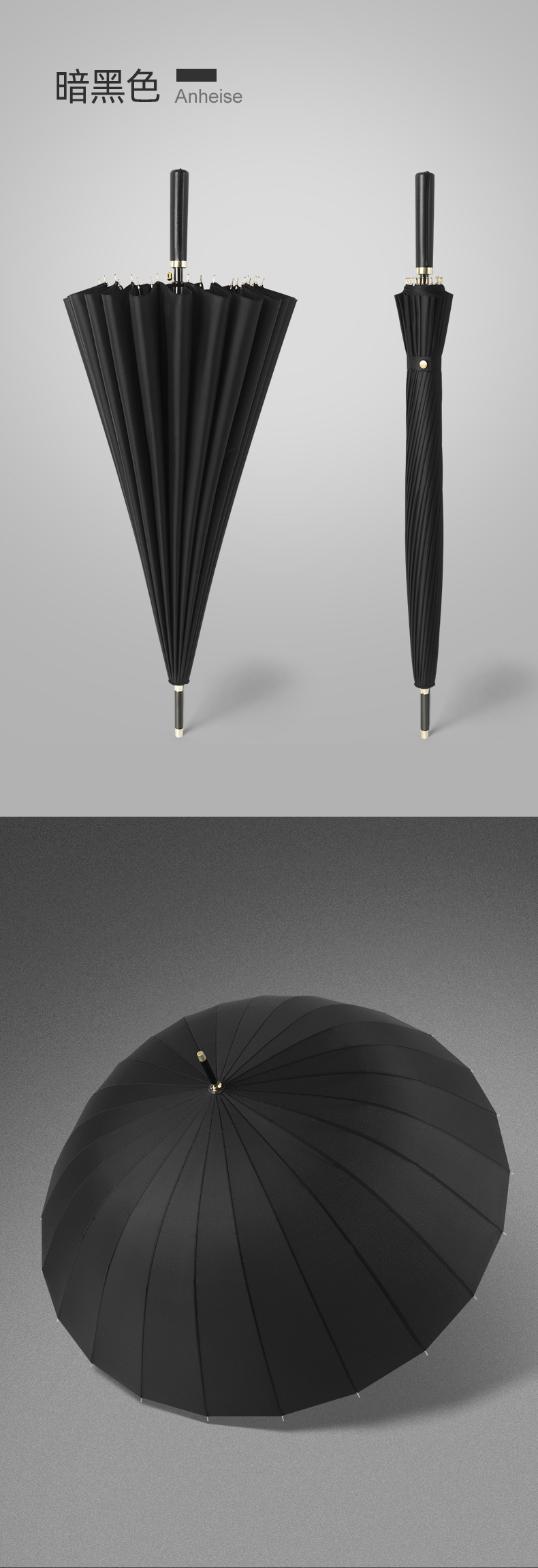 23-inch automatic long-handled umbrella, curved handle gift, straight pole umbrella, 24-bone golf advertising umbrella, custom printed logo pic 24