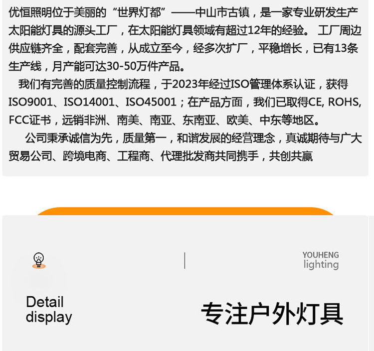 太阳能投光灯一拖二天黑自动亮户外庭院灯超亮照明家用新农村路灯详情57