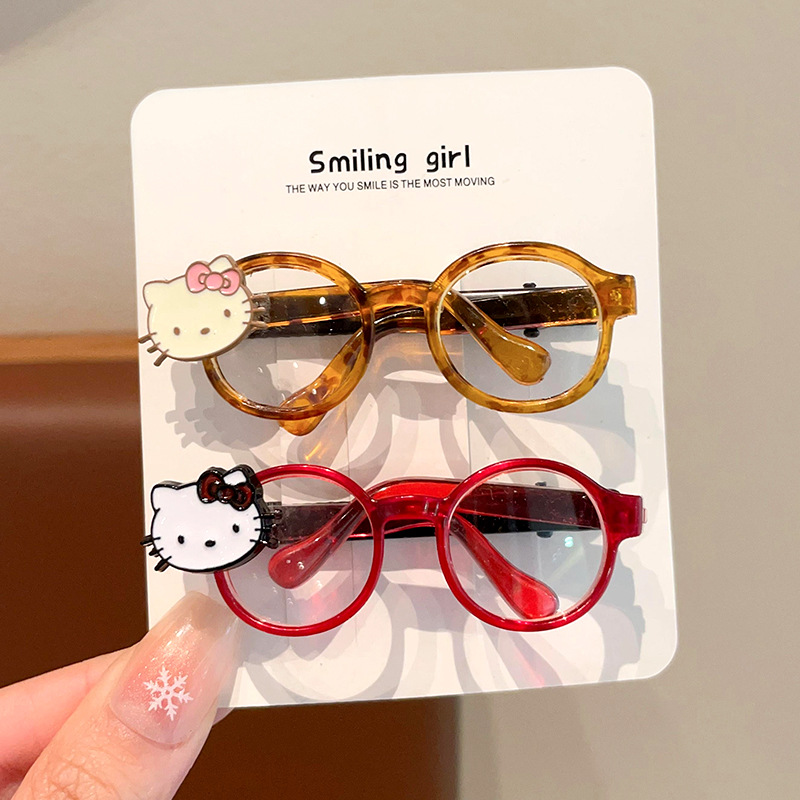 TEMU Xiyin Cross-border wholesale cartoon glasses hairpins Sweet kt cat duckbill clips Cool and trendy bangs side clips for girls pic 3